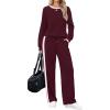 imageWIHOLL 2 Piece Lounge Sets for Women Long Sleeve Tops Wide Leg Sweatpants Sweatsuits with PocketsWinered
