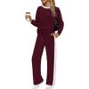 imageWIHOLL 2 Piece Lounge Sets for Women Long Sleeve Tops Wide Leg Sweatpants Sweatsuits with PocketsWinered
