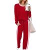 imageWIHOLL 2 Piece Lounge Sets for Women Long Sleeve Tops Wide Leg Sweatpants Sweatsuits with PocketsRed