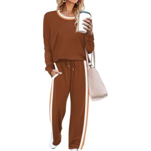 imageWIHOLL 2 Piece Lounge Sets for Women Long Sleeve Tops Wide Leg Sweatpants Sweatsuits with PocketsCamarel