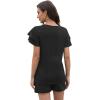 imageWIHOLL Summer Outfits for Women 2 Piece Short Sleeve V Neck Lounge Sets Casual1black