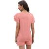 imageWIHOLL Summer Outfits for Women 2 Piece Short Sleeve V Neck Lounge Sets Casual1coral Pink