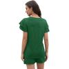 imageWIHOLL Summer Outfits for Women 2 Piece Short Sleeve V Neck Lounge Sets Casual1green