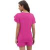 imageWIHOLL Summer Outfits for Women 2 Piece Short Sleeve V Neck Lounge Sets Casual1rose Pink