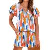 imageWIHOLL Summer Outfits for Women 2 Piece Short Sleeve V Neck Lounge Sets Casual2colorful