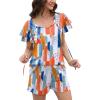imageWIHOLL Summer Outfits for Women 2 Piece Short Sleeve V Neck Lounge Sets Casual2colorful