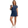 imageWIHOLL Two Piece Sets for Women Summer Crew Neck Lounge Short Sets Cap Sleeve Drawstring Sweatsuit with Pocket1navy