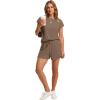 imageWIHOLL Two Piece Sets for Women Summer Crew Neck Lounge Short Sets Cap Sleeve Drawstring Sweatsuit with Pocket2coffee