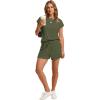 imageWIHOLL Two Piece Sets for Women Summer Crew Neck Lounge Short Sets Cap Sleeve Drawstring Sweatsuit with Pocket3army Green