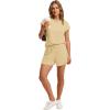 imageWIHOLL Two Piece Sets for Women Summer Crew Neck Lounge Short Sets Cap Sleeve Drawstring Sweatsuit with Pocket3yellow