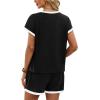 imageWIHOLL Two Piece Sets for Women Summer Lounge Short Sets Cap Sleeve Crew Neck Sweatsuit with Pocket XS2XL02black
