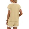 imageWIHOLL Two Piece Sets for Women Summer Lounge Short Sets Cap Sleeve Crew Neck Sweatsuit with Pocket XS2XL03beige Yellow