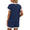 imageWIHOLL Two Piece Sets for Women Summer Lounge Short Sets Cap Sleeve Crew Neck Sweatsuit with Pocket XS2XL03navy Blue