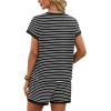imageWIHOLL Two Piece Sets for Women Summer Lounge Short Sets Cap Sleeve Crew Neck Sweatsuit with Pocket XS2XL04black White Stripe