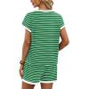 imageWIHOLL Two Piece Sets for Women Summer Lounge Short Sets Cap Sleeve Crew Neck Sweatsuit with Pocket XS2XL04green White Stripe