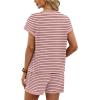 imageWIHOLL Two Piece Sets for Women Summer Lounge Short Sets Cap Sleeve Crew Neck Sweatsuit with Pocket XS2XL04pink Stripe