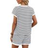 imageWIHOLL Two Piece Sets for Women Summer Lounge Short Sets Cap Sleeve Crew Neck Sweatsuit with Pocket XS2XL04white Black Stripe