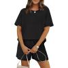 imageWIHOLL Womens 2 Piece Lounge Sets Short Sleeve TShirt and Drawstring Shorts Casual Pajamas Vacation Outfits with Pockets01black