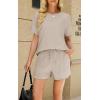imageWIHOLL Womens 2 Piece Lounge Sets Short Sleeve TShirt and Drawstring Shorts Casual Pajamas Vacation Outfits with Pockets02khaki