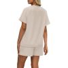 imageWIHOLL Womens 2 Piece Lounge Sets Short Sleeve TShirt and Drawstring Shorts Casual Pajamas Vacation Outfits with Pockets02khaki