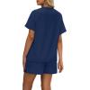imageWIHOLL Womens 2 Piece Lounge Sets Short Sleeve TShirt and Drawstring Shorts Casual Pajamas Vacation Outfits with Pockets03navy