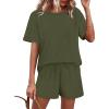 imageWIHOLL Womens 2 Piece Lounge Sets Short Sleeve TShirt and Drawstring Shorts Casual Pajamas Vacation Outfits with Pockets04army Green