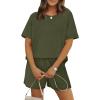 imageWIHOLL Womens 2 Piece Lounge Sets Short Sleeve TShirt and Drawstring Shorts Casual Pajamas Vacation Outfits with Pockets04army Green