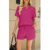imageWIHOLL Womens 2 Piece Lounge Sets Short Sleeve TShirt and Drawstring Shorts Casual Pajamas Vacation Outfits with Pockets05pink