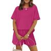 imageWIHOLL Womens 2 Piece Lounge Sets Short Sleeve TShirt and Drawstring Shorts Casual Pajamas Vacation Outfits with Pockets05pink