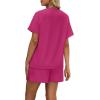 imageWIHOLL Womens 2 Piece Lounge Sets Short Sleeve TShirt and Drawstring Shorts Casual Pajamas Vacation Outfits with Pockets05pink