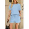 imageWIHOLL Womens 2 Piece Lounge Sets Short Sleeve TShirt and Drawstring Shorts Casual Pajamas Vacation Outfits with Pockets06blue