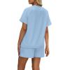 imageWIHOLL Womens 2 Piece Lounge Sets Short Sleeve TShirt and Drawstring Shorts Casual Pajamas Vacation Outfits with Pockets06blue