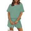 imageWIHOLL Womens 2 Piece Lounge Sets Short Sleeve TShirt and Drawstring Shorts Casual Pajamas Vacation Outfits with Pockets07sage Green