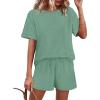 imageWIHOLL Womens 2 Piece Lounge Sets Short Sleeve TShirt and Drawstring Shorts Casual Pajamas Vacation Outfits with Pockets07sage Green