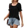 imageWIHOLL Womens Summer Tops Short Sleeve Shirts Smocked Puff Sleeve Blouses Casual Loose Fit Trendy Clothes S3XLA  Black
