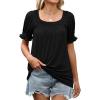 imageWIHOLL Womens Summer Tops Short Sleeve Shirts Smocked Puff Sleeve Blouses Casual Loose Fit Trendy Clothes S3XLA  Black