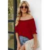 imageWIHOLL Womens Summer Tops Short Sleeve Shirts Smocked Puff Sleeve Blouses Casual Loose Fit Trendy Clothes S3XLA  Red