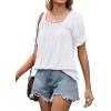 imageWIHOLL Womens Summer Tops Short Sleeve Shirts Smocked Puff Sleeve Blouses Casual Loose Fit Trendy Clothes S3XLA  White
