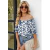 imageWIHOLL Womens Summer Tops Short Sleeve Shirts Smocked Puff Sleeve Blouses Casual Loose Fit Trendy Clothes S3XLB  Blue Floral Print
