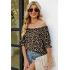 imageWIHOLL Womens Summer Tops Short Sleeve Shirts Smocked Puff Sleeve Blouses Casual Loose Fit Trendy Clothes S3XLB  Leopard Print