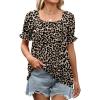 imageWIHOLL Womens Summer Tops Short Sleeve Shirts Smocked Puff Sleeve Blouses Casual Loose Fit Trendy Clothes S3XLB  Leopard Print