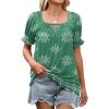 imageWIHOLL Womens Summer Tops Short Sleeve Shirts Smocked Puff Sleeve Blouses Casual Loose Fit Trendy Clothes S3XLB  Mint Green Print