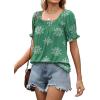 imageWIHOLL Womens Summer Tops Short Sleeve Shirts Smocked Puff Sleeve Blouses Casual Loose Fit Trendy Clothes S3XLB  Mint Green Print