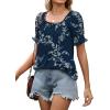 imageWIHOLL Womens Summer Tops Short Sleeve Shirts Smocked Puff Sleeve Blouses Casual Loose Fit Trendy Clothes S3XLB  Navy Floral