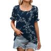 imageWIHOLL Womens Summer Tops Short Sleeve Shirts Smocked Puff Sleeve Blouses Casual Loose Fit Trendy Clothes S3XLB  Navy Floral