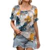 imageWIHOLL Womens Summer Tops Short Sleeve Shirts Smocked Puff Sleeve Blouses Casual Loose Fit Trendy Clothes S3XLB  Print a