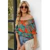 imageWIHOLL Womens Summer Tops Short Sleeve Shirts Smocked Puff Sleeve Blouses Casual Loose Fit Trendy Clothes S3XLB  Tropical Print