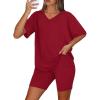 imageWIHOLL 2 Piece Lounge Sets for Women Summer Oversized Tshirts Biker Shorts Casual Airport Vacation OutfitsWinered