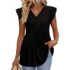 imageWIHOLL Womens Summer Tops 2026 Babydoll Shirts Ruffle Sleeve Spring Outfits Dressy Casual BlousesBlack