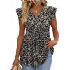 imageWIHOLL Womens Summer Tops 2026 Babydoll Shirts Ruffle Sleeve Spring Outfits Dressy Casual BlousesFloral Black